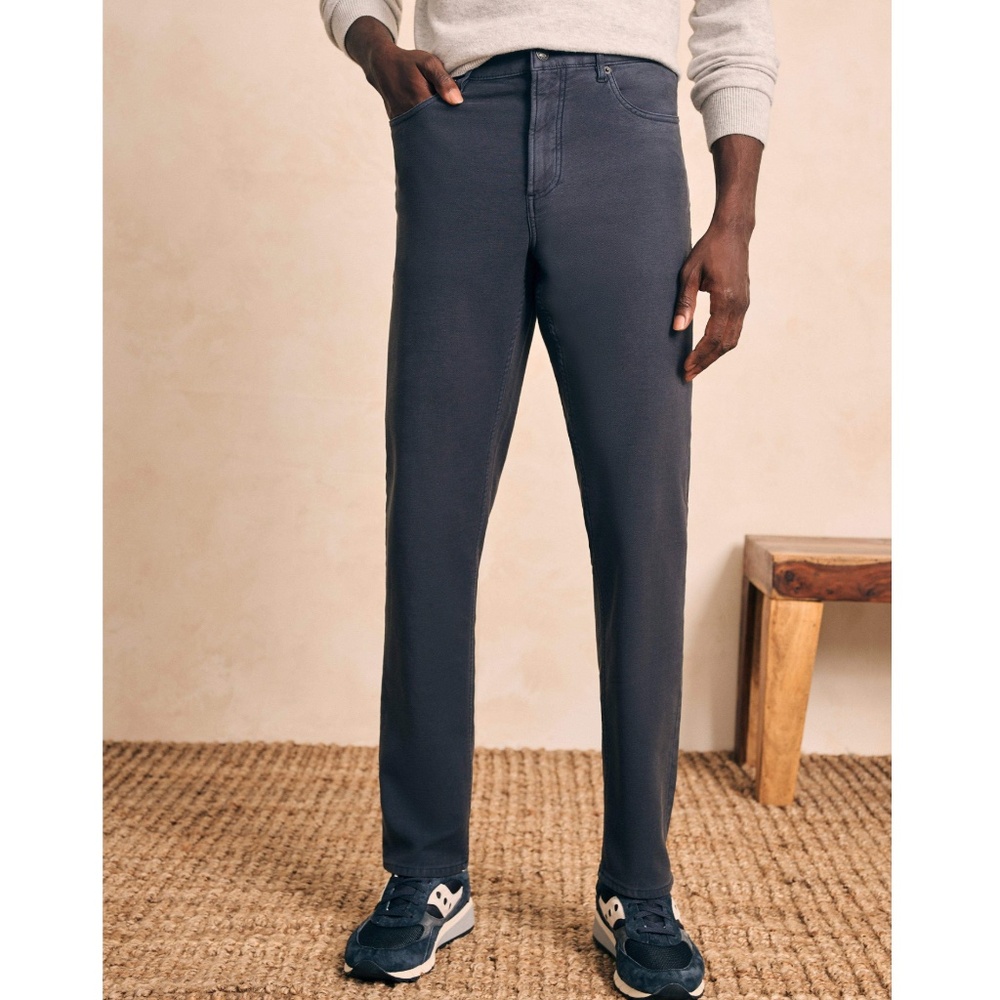 Faherty Stretch Terry 5-Pocket Athletic Fit Pant Navy Size 38
